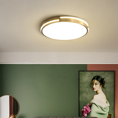 Modern Minimalist Round Acrylic Brass LED Flush Mount Ceiling Light For Living Room