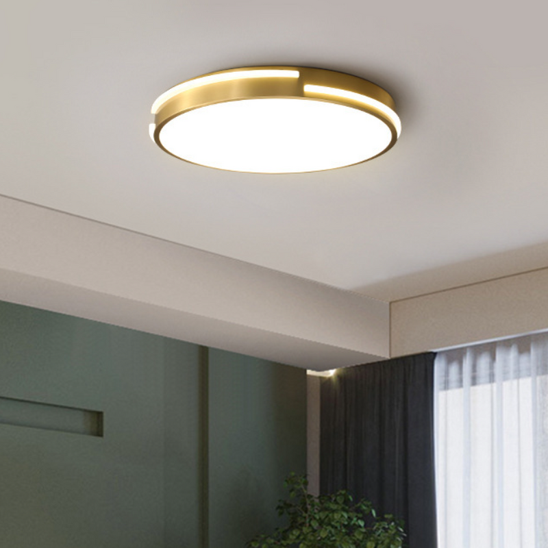 Modern Minimalist Round Acrylic Brass LED Flush Mount Ceiling Light For Living Room