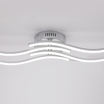 Modern Minimalist Wave Round Silicone Iron LED Semi-Flush Mount Ceiling Light For Living Room