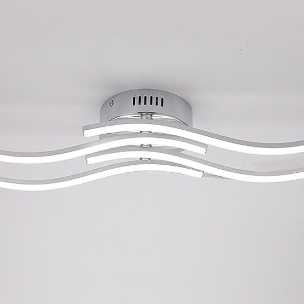 Modern Minimalist Wave Round Silicone Iron LED Semi-Flush Mount Ceiling Light For Living Room