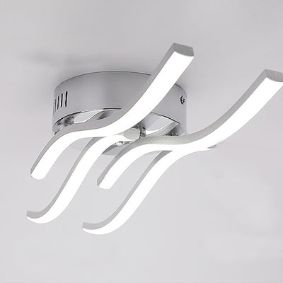 Modern Minimalist Wave Round Silicone Iron LED Semi-Flush Mount Ceiling Light For Living Room