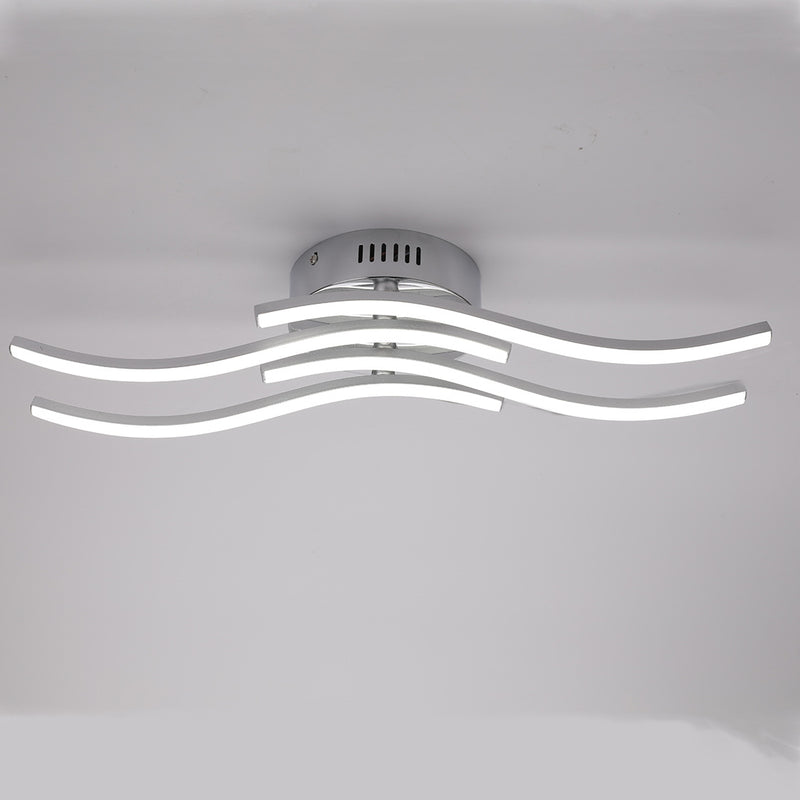 Modern Minimalist Wave Round Silicone Iron LED Semi-Flush Mount Ceiling Light For Living Room