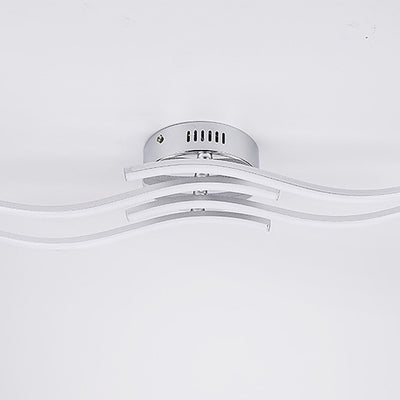 Modern Minimalist Wave Round Silicone Iron LED Semi-Flush Mount Ceiling Light For Living Room