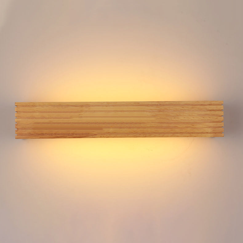 Modern Minimalist Rectangle Strip Acrylic Wood LED Wall Sconce Lamp For Living Room