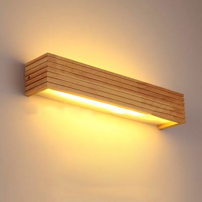 Modern Minimalist Rectangle Strip Acrylic Wood LED Wall Sconce Lamp For Living Room