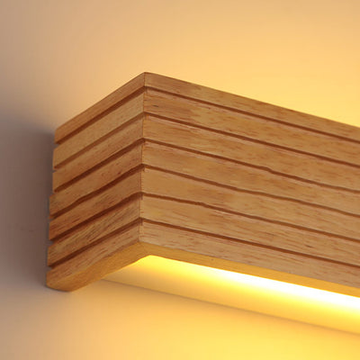 Modern Minimalist Rectangle Strip Acrylic Wood LED Wall Sconce Lamp For Living Room