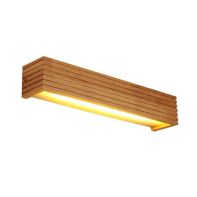 Modern Minimalist Rectangle Strip Acrylic Wood LED Wall Sconce Lamp For Living Room