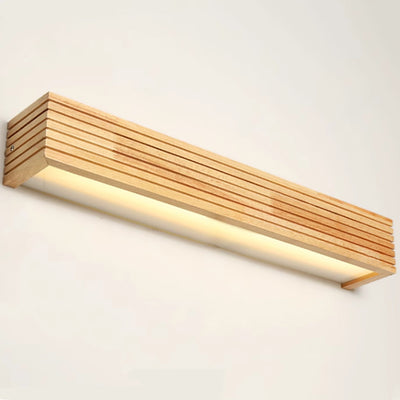 Modern Minimalist Rectangle Strip Acrylic Wood LED Wall Sconce Lamp For Living Room