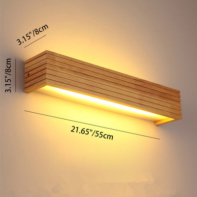 Modern Minimalist Rectangle Strip Acrylic Wood LED Wall Sconce Lamp For Living Room