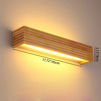 Modern Minimalist Rectangle Strip Acrylic Wood LED Wall Sconce Lamp For Living Room