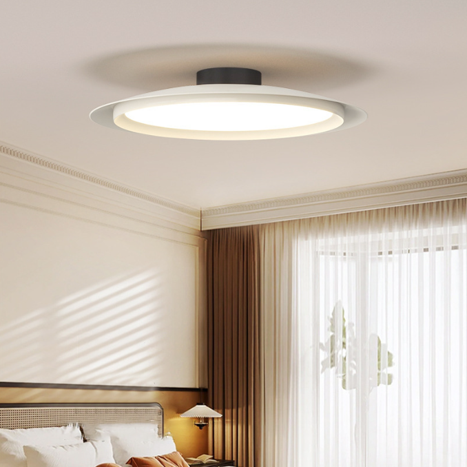 Contemporary Creative Dish Round Acrylic Iron LED Semi-Flush Mount Ceiling Light For Bedroom