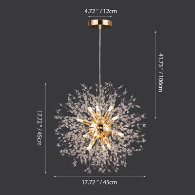 Modern Luxury Dandelion Branch Round Crystal Stainless Steel 9-Lights Chandelier For Living Room