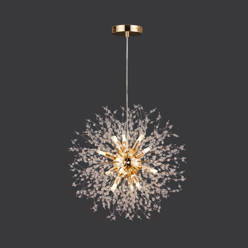 Modern Luxury Dandelion Branch Round Crystal Stainless Steel 9-Lights Chandelier For Living Room