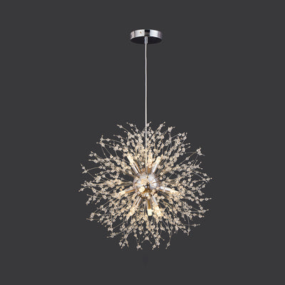 Modern Luxury Dandelion Branch Round Crystal Stainless Steel 9-Lights Chandelier For Living Room