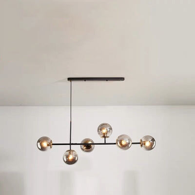 Modern Luxury Magic Bean Orb Long Glass Iron 6-Light Chandelier For Living Room