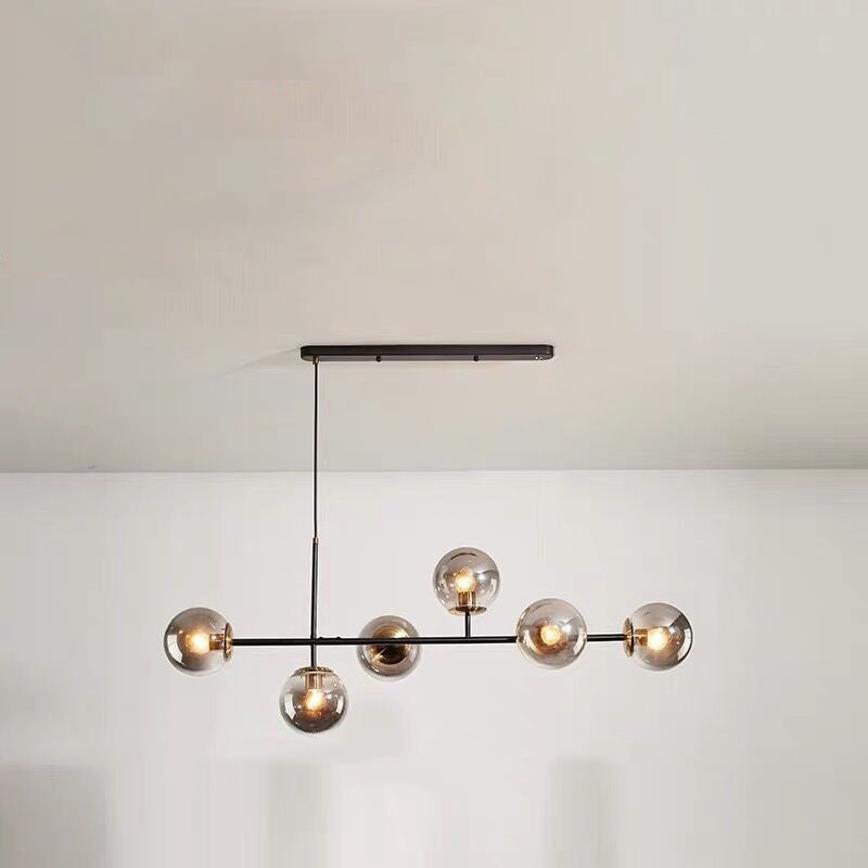 Modern Luxury Magic Bean Orb Long Glass Iron 6-Light Chandelier For Living Room