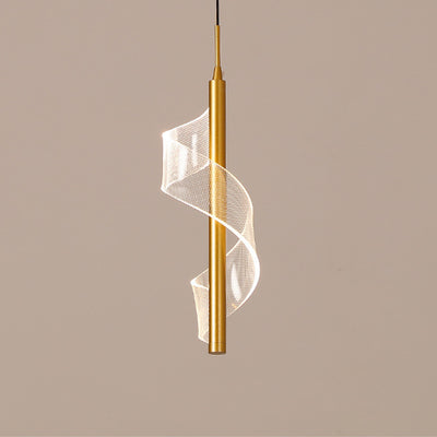 Contemporary Scandinavian Curved Long Acrylic Iron LED Pendant Light For Living Room