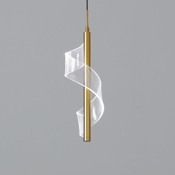 Contemporary Scandinavian Curved Long Acrylic Iron LED Pendant Light For Living Room