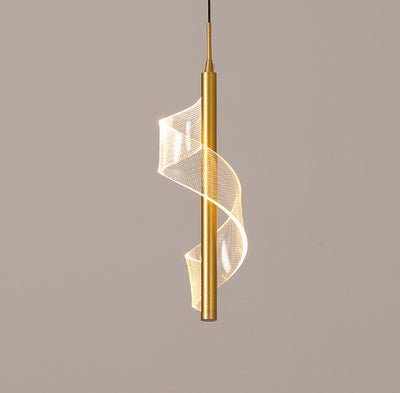 Contemporary Scandinavian Curved Long Acrylic Iron LED Pendant Light For Living Room