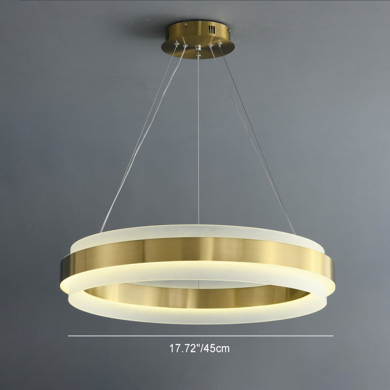 Contemporary Scandinavian Round Circle Acrylic Iron LED Chandelier For Living Room