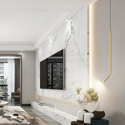 Contemporary Scandinavian Long Line Brass LED Pendant Light For Living Room