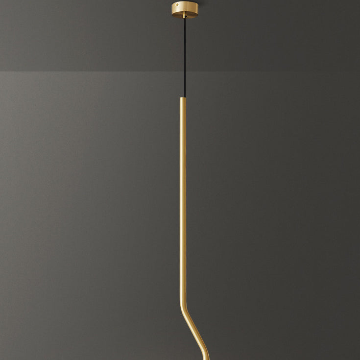 Contemporary Scandinavian Long Line Brass LED Pendant Light For Living Room