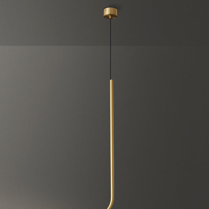 Contemporary Scandinavian Long Line Brass LED Pendant Light For Living Room