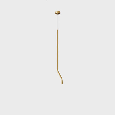 Contemporary Scandinavian Long Line Brass LED Pendant Light For Living Room