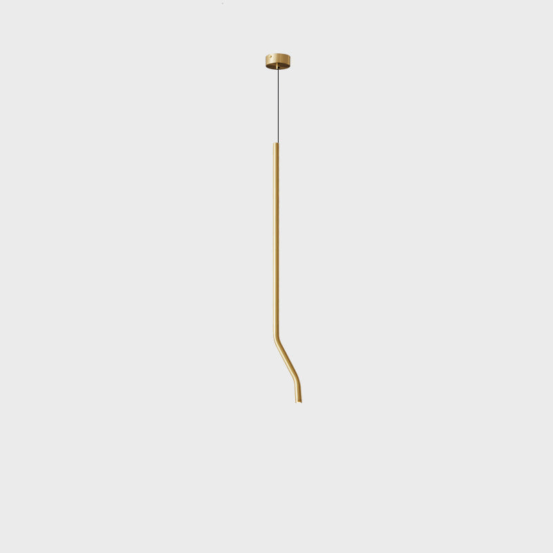 Contemporary Scandinavian Long Line Brass LED Pendant Light For Living Room