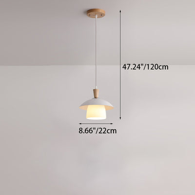 Modern Minimalist Round Orb Bowl Glass Oak Iron 1-Light Pendant Light For Living Room