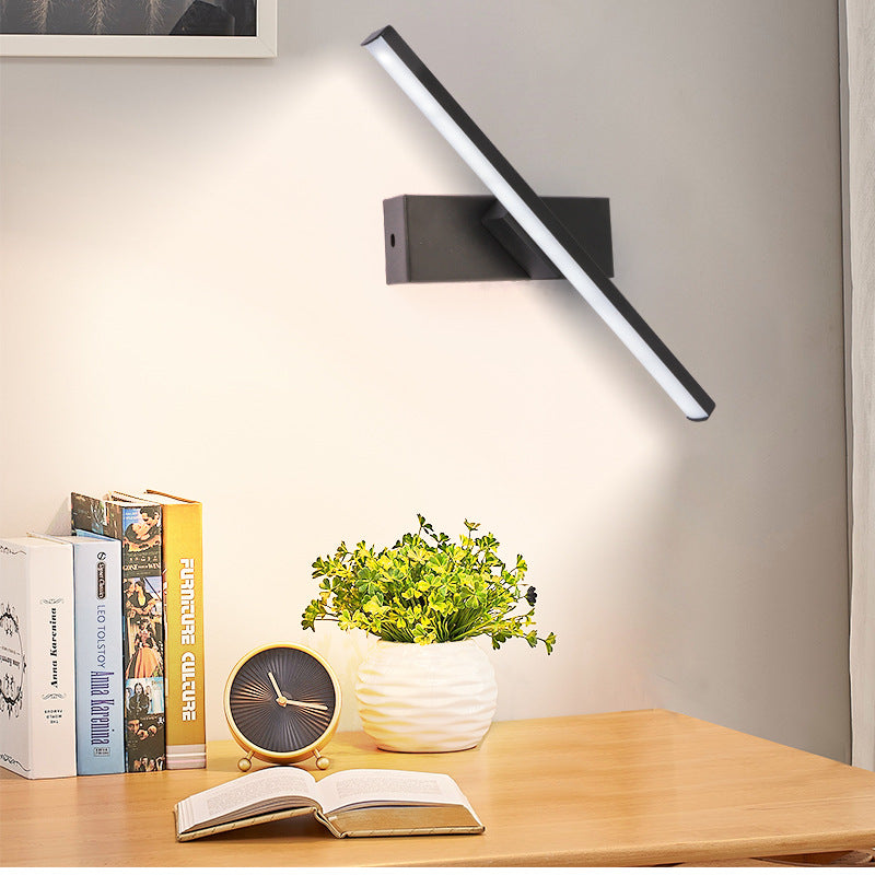 Modern Minimalist Long Rectangle Silicon Iron LED Wall Sconce Lamp For Bedroom