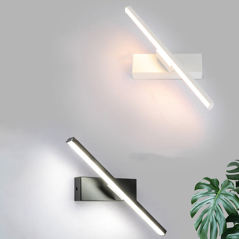 Modern Minimalist Long Rectangle Silicon Iron LED Wall Sconce Lamp For Bedroom