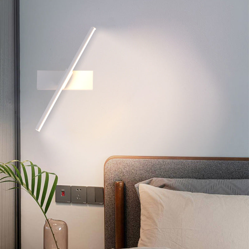 Modern Minimalist Long Rectangle Silicon Iron LED Wall Sconce Lamp For Bedroom