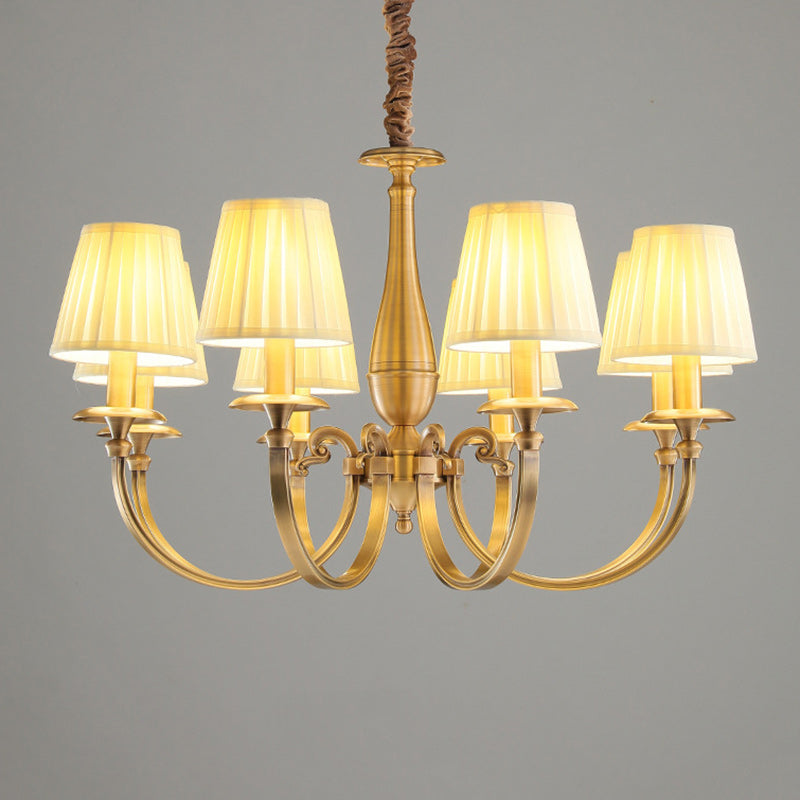 Modern Luxury Branch Round Cylinder Fabric Brass 6/8/15 Lights Chandelier For Living Room