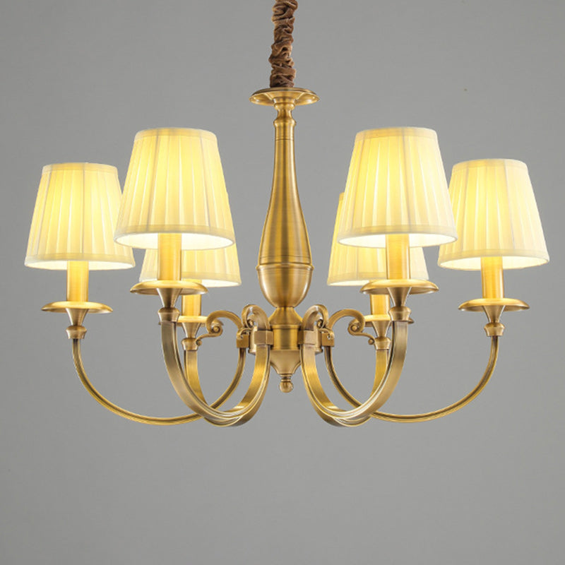 Modern Luxury Branch Round Cylinder Fabric Brass 6/8/15 Lights Chandelier For Living Room