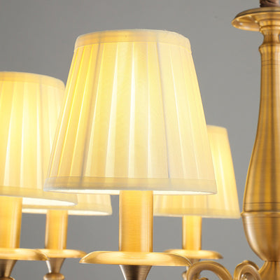 Modern Luxury Branch Round Cylinder Fabric Brass 6/8/15 Lights Chandelier For Living Room