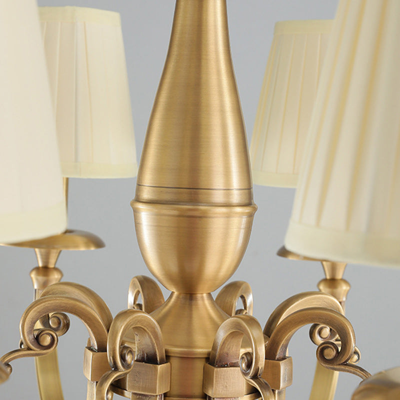 Modern Luxury Branch Round Cylinder Fabric Brass 6/8/15 Lights Chandelier For Living Room