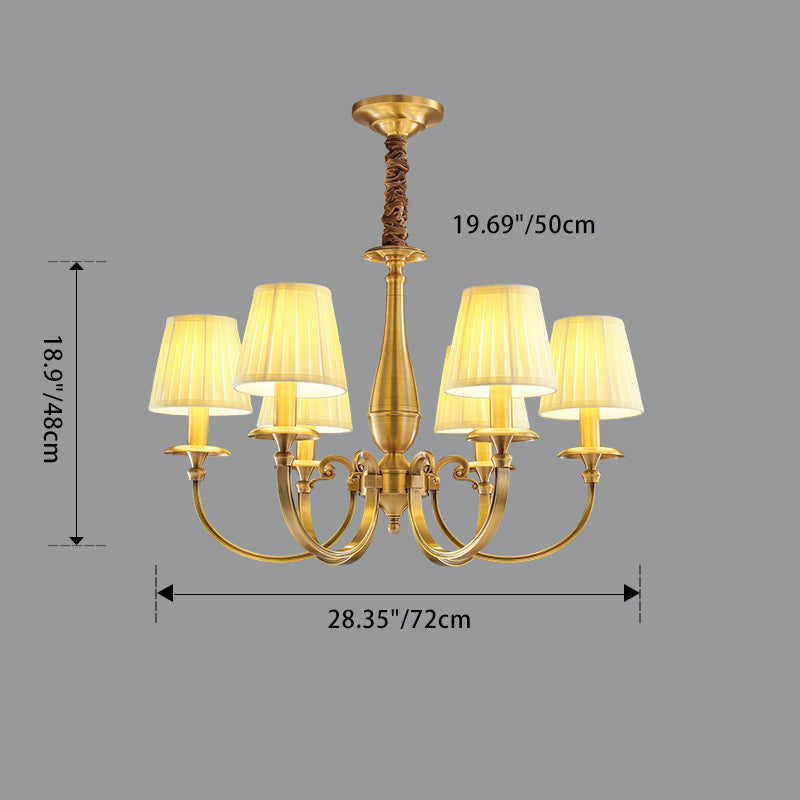 Modern Luxury Branch Round Cylinder Fabric Brass 6/8/15 Lights Chandelier For Living Room