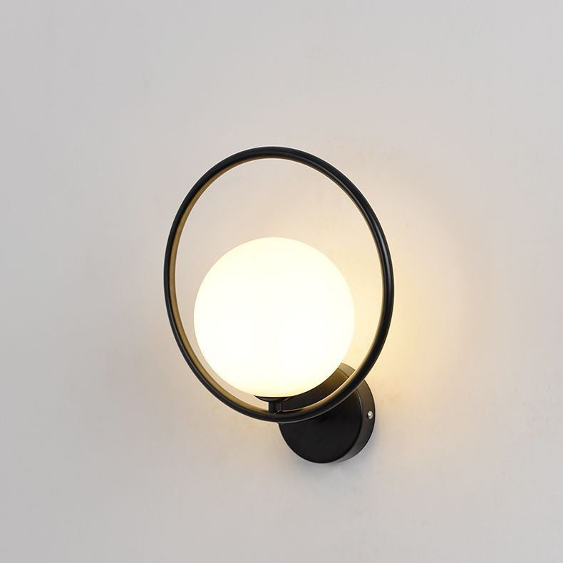 Modern Luxury Oval Round Orb Glass Metal 1-Light Wall Sconce Lamp For Bedroom