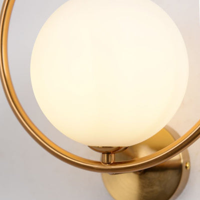 Modern Luxury Oval Round Orb Glass Metal 1-Light Wall Sconce Lamp For Bedroom