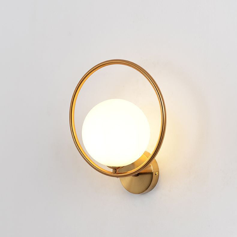 Modern Luxury Oval Round Orb Glass Metal 1-Light Wall Sconce Lamp For Bedroom