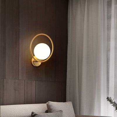 Modern Luxury Oval Round Orb Glass Metal 1-Light Wall Sconce Lamp For Bedroom