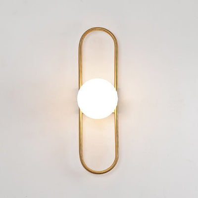 Modern Luxury Oval Round Orb Glass Metal 1-Light Wall Sconce Lamp For Bedroom