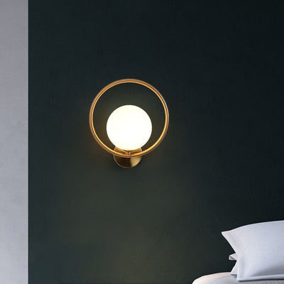 Modern Luxury Oval Round Orb Glass Metal 1-Light Wall Sconce Lamp For Bedroom