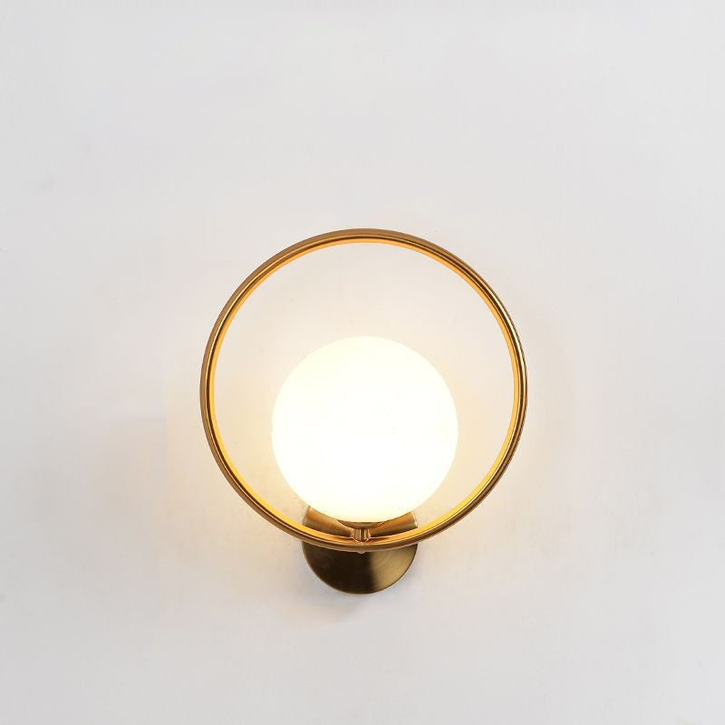 Modern Luxury Oval Round Orb Glass Metal 1-Light Wall Sconce Lamp For Bedroom