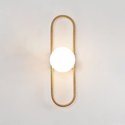 Modern Luxury Oval Round Orb Glass Metal 1-Light Wall Sconce Lamp For Bedroom