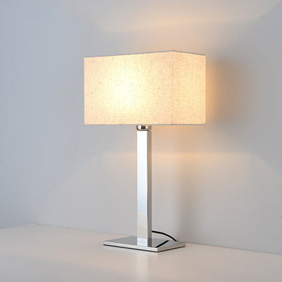 Modern Simplicity Square Long Fabric Stainless Steel 1-Light Table Lamp For Living Room