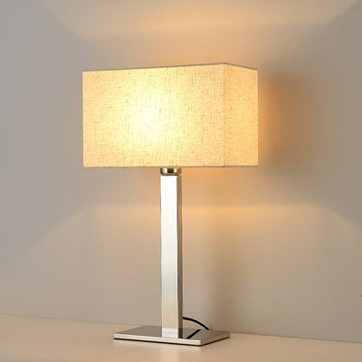 Modern Simplicity Square Long Fabric Stainless Steel 1-Light Table Lamp For Living Room