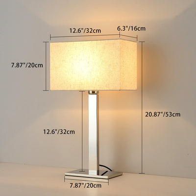 Modern Simplicity Square Long Fabric Stainless Steel 1-Light Table Lamp For Living Room