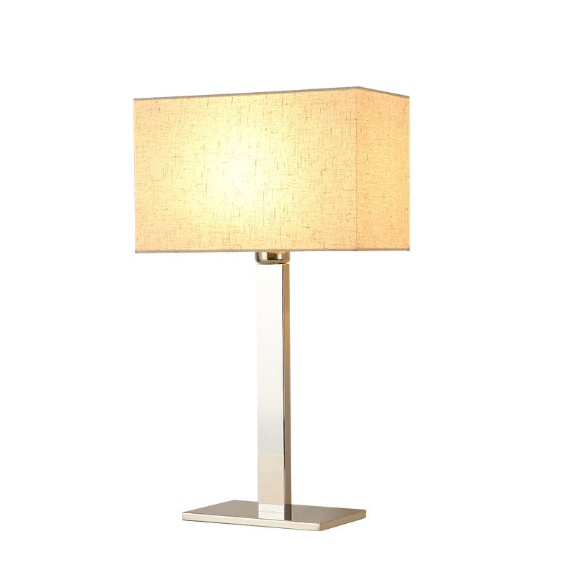 Modern Simplicity Square Long Fabric Stainless Steel 1-Light Table Lamp For Living Room